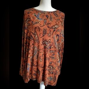 Maurices Rust Paisley Long Sleeve Tunic Is